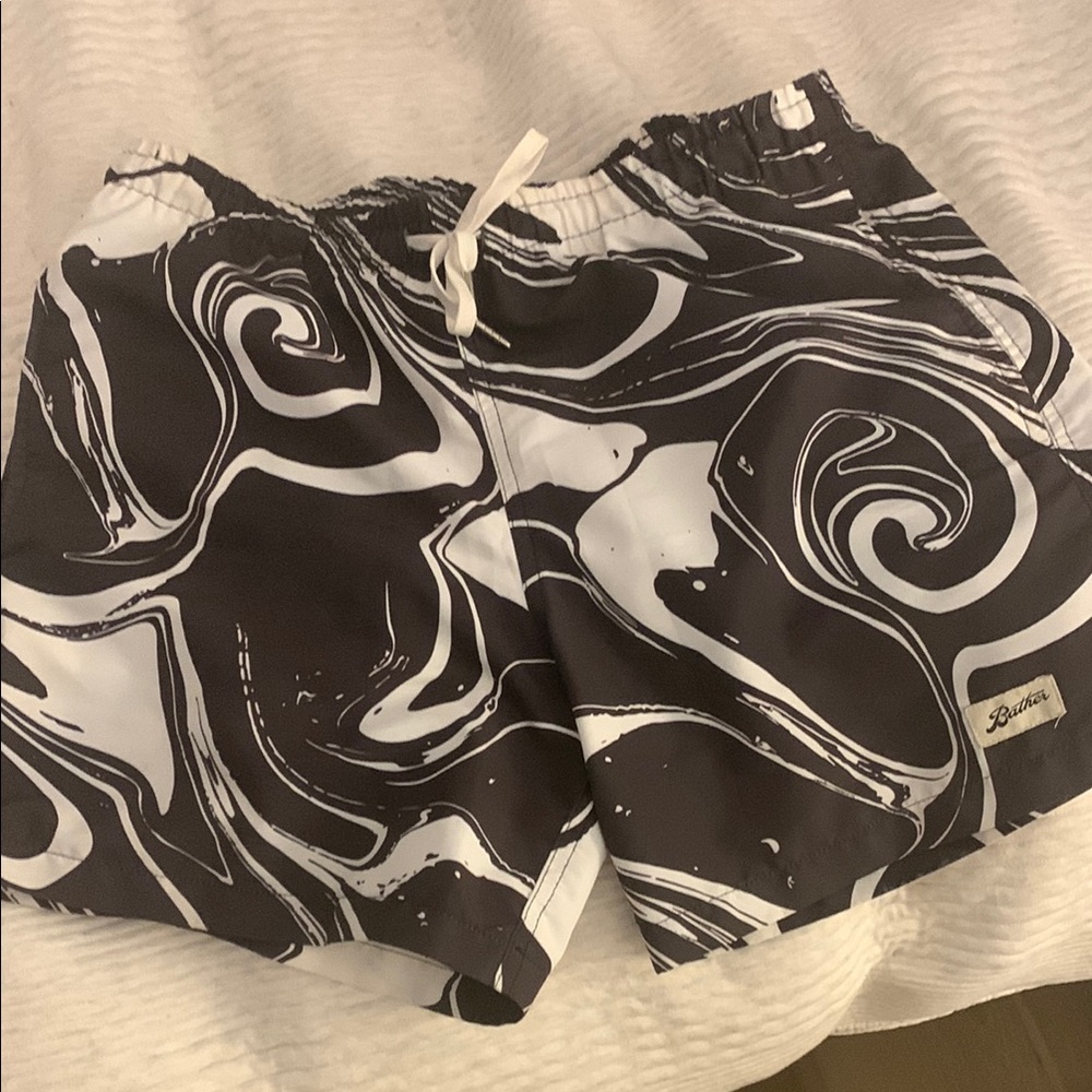 Bather Black & White Swirl Swim Shorts